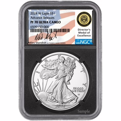 2024-W $1 Silver Eagle NGC PF70 Adv Rel Standish Signature