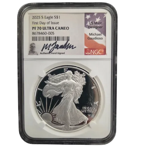 2025-S Silver Eagle First Day of Issue NGC Certified with Gaudioso label