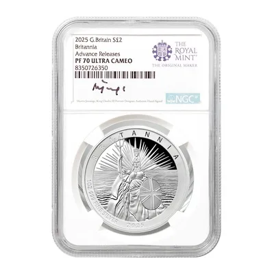 2025 Great Britain Britannia NGC PF-70 Ultra Cameo with Martin Jennings signature label