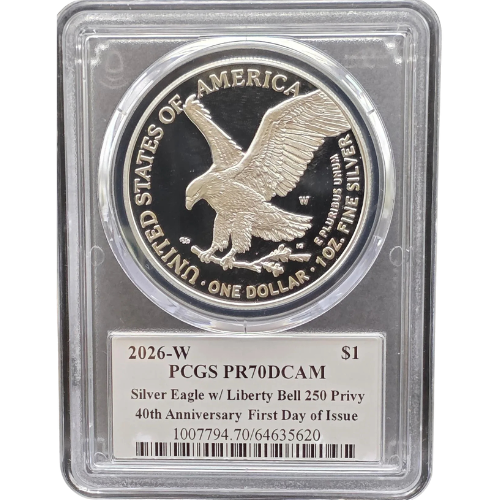 2026-W Liberty Bell Privy Silver Eagle PCGS PR-70 signed by David Hall - reverse