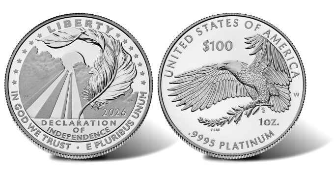 2026-W Proof American Platinum Eagle - Charters of Freedom Declaration of Independence